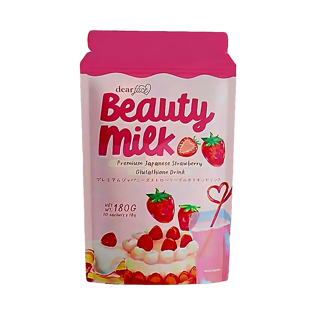 🛒BULK BUY🛒DearFace Beauty Milk ICHIGO STRAWBERRY Premium Japanese Glutathione Drink 18g×10sachets (10-PACKS) (FREE SHIPPING)