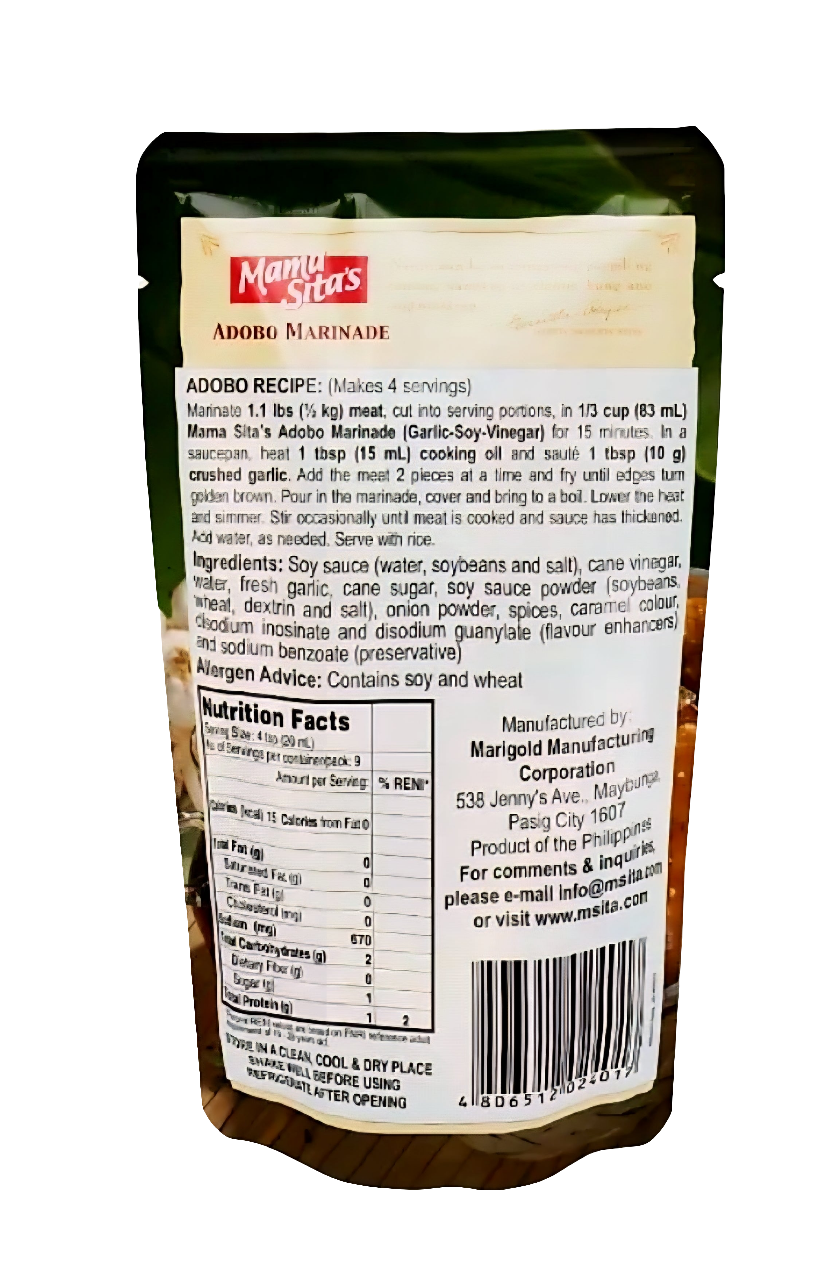 Mama Sita's ADOBO MARINADE (Garlic Soy Vinegar) 170ml DOY POUCH