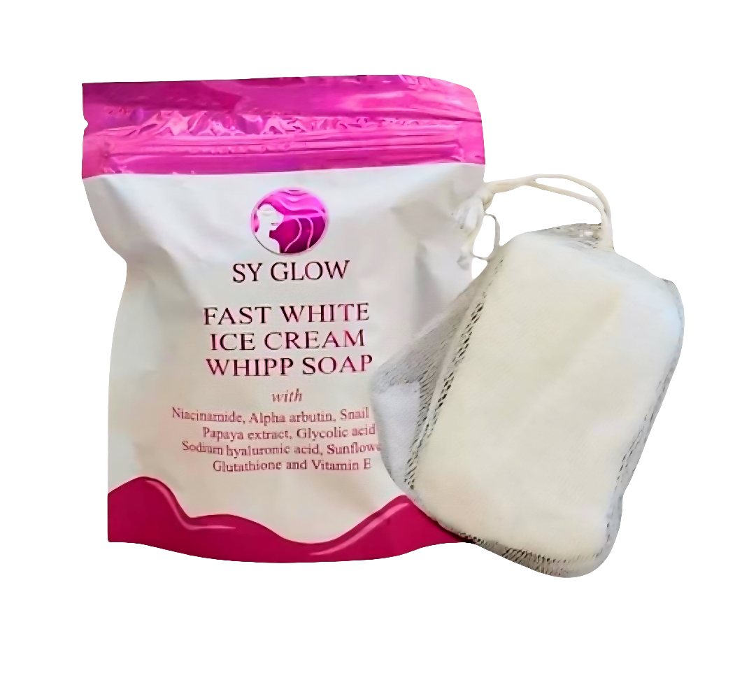 SY GLOW Fast White Ice Cream Whipp Soap 125g (with Foaming Net)