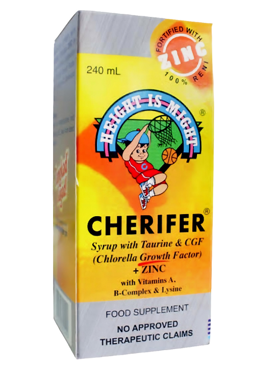 CHERIFER Syrup with Taurine & CGF Fortified with ZINC 240ml (For 7yrs-12yrs Old)
