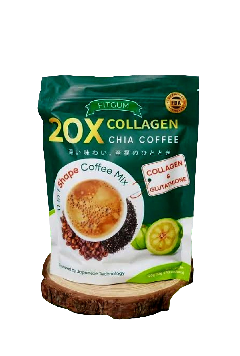 FITGUM 20X Collagen Chia Coffee 11-in-1 Shape Coffee Mix 12g×10sachets