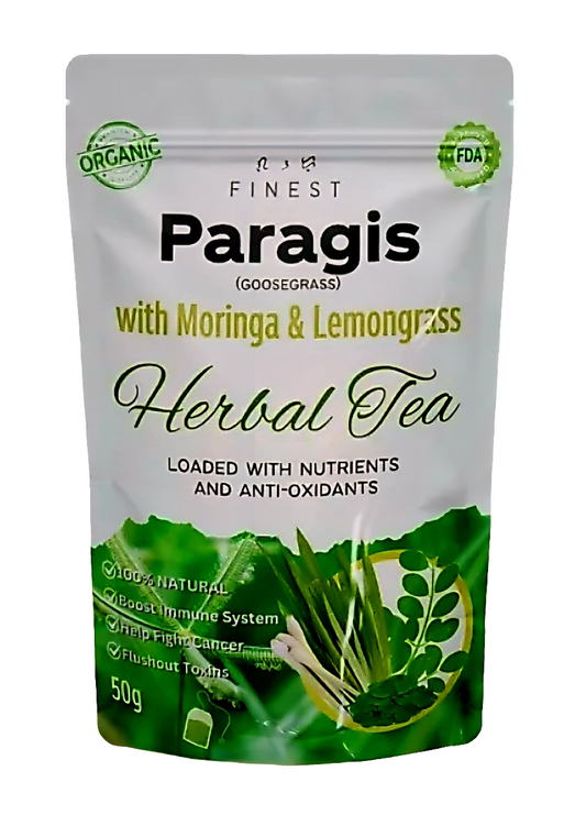 Finest PARAGIS (Goosegrass) 3in1 Herbal Tea with Moringa & Lemongrass 50g (Teabags)