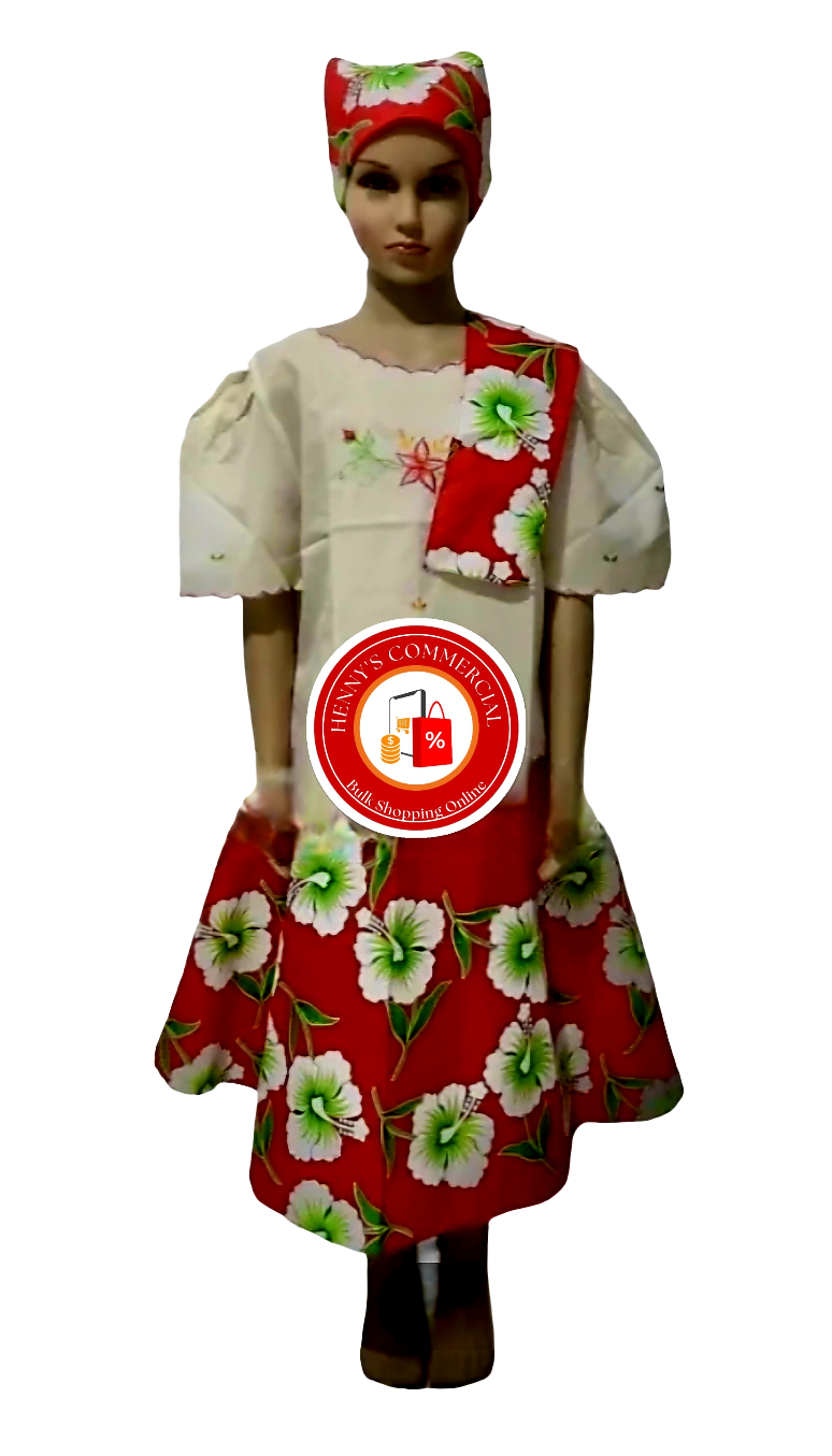 Baro at Saya Set (RED) X-SMALL SIZE (Girls/Kids)(Baro & Saya Only, No Headband & Shawl)