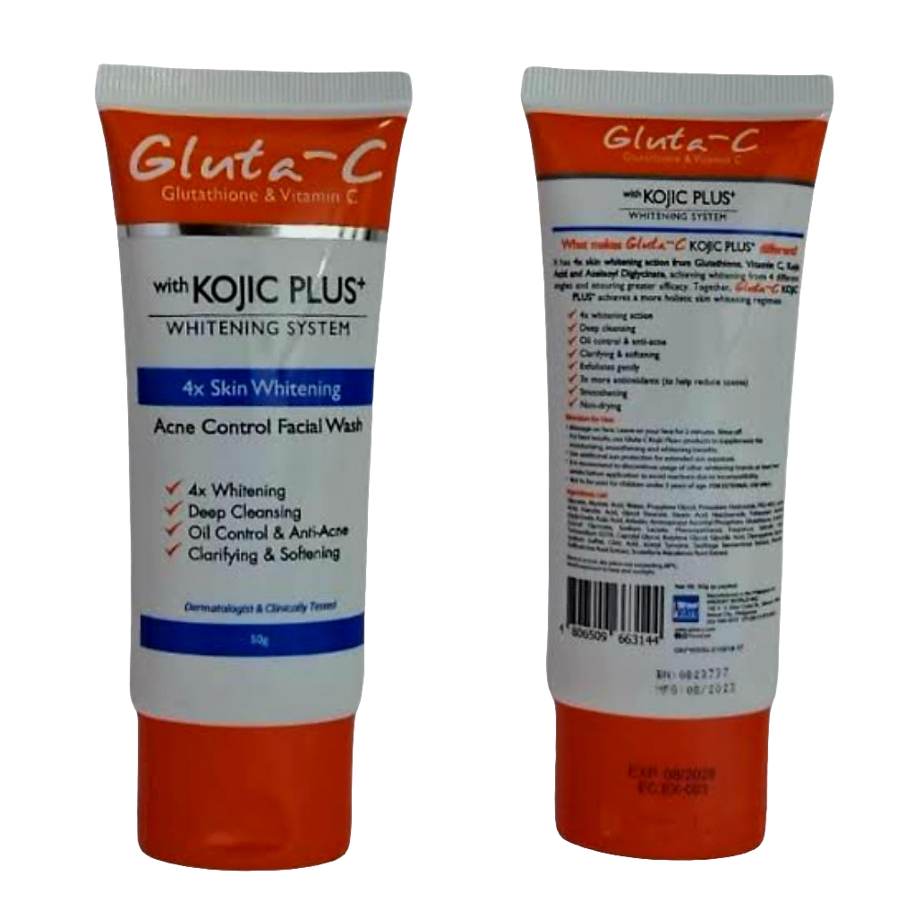GLUTA-C Kojic Plus 4x Skin Whitening ACNE CONTROL Facial Wash 50g