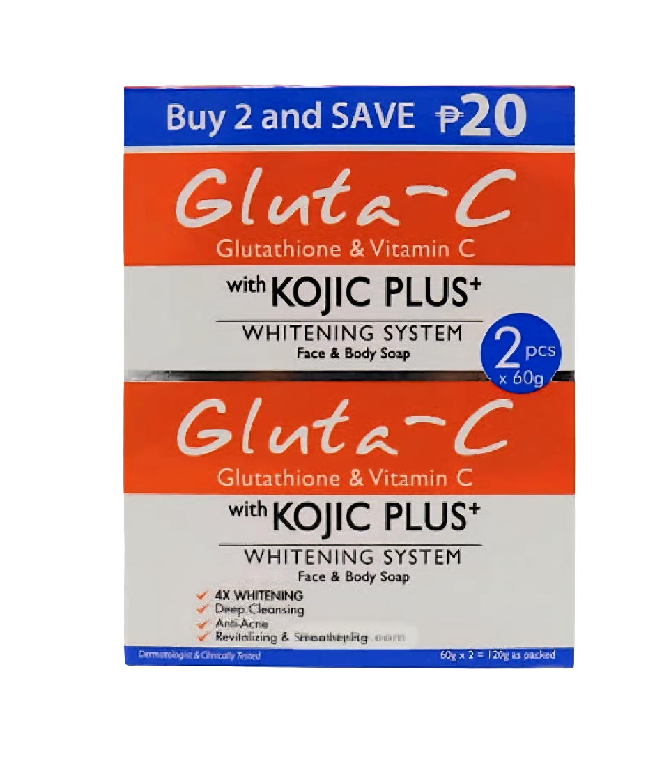 GLUTA-C Kojic Plus 4x Whitening TWINPACK FACE & BODY SOAP 60g×2