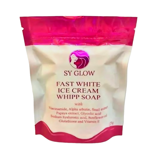 SY GLOW Fast White Ice Cream Whipp Soap 125g (with Foaming Net)