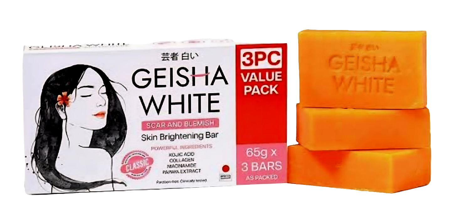 GEISHA WHITE CLASSIC Scar & Blemish Skin Brightening Bar TRIPLE PACK 65g×3bars