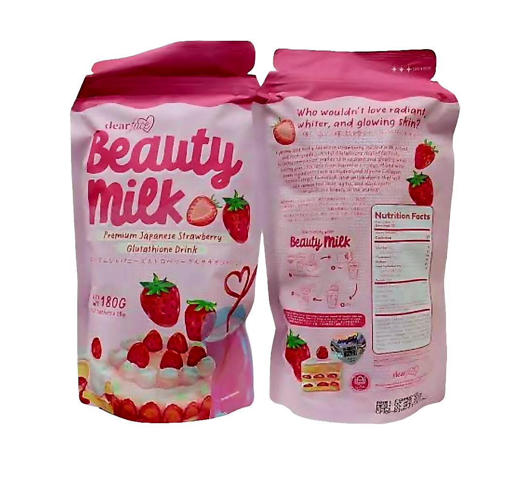 🛒BULK BUY🛒DearFace Beauty Milk ICHIGO STRAWBERRY Premium Japanese Glutathione Drink 18g×10sachets (10-PACKS) (FREE SHIPPING)