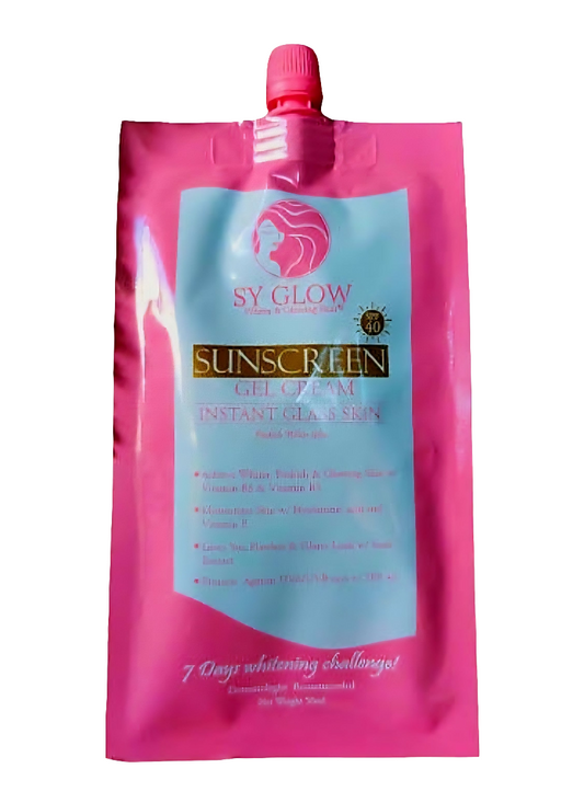 SY GLOW SUNSCREEN Gel Cream Instant Glass Skin SPF40 50ml Resealable Pouch