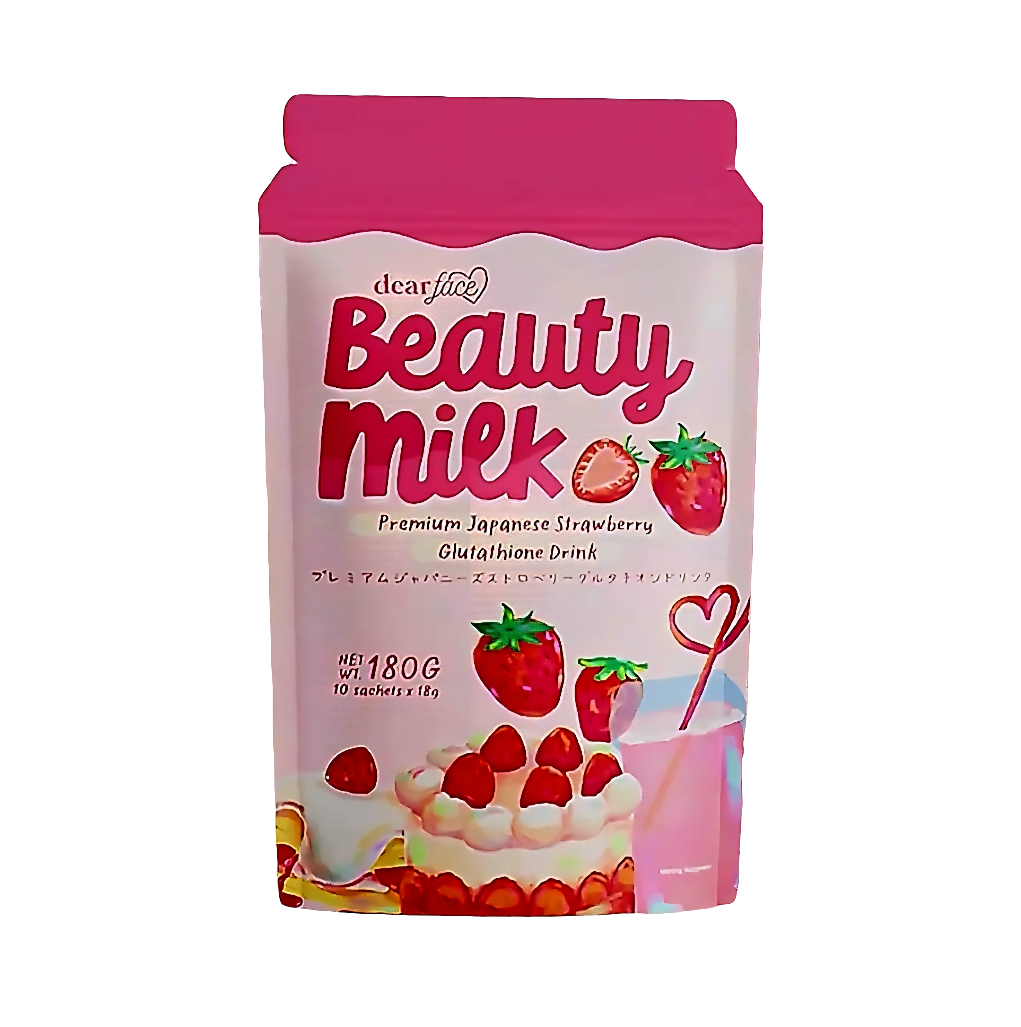 🛒BULK BUY🛒DearFace Beauty Milk ICHIGO STRAWBERRY Premium Japanese Glutathione Drink 18g×10sachets (10-PACKS) (FREE SHIPPING)