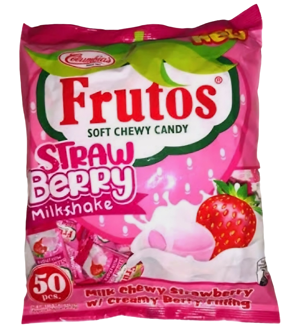 Frutos STRAWBERRY MILKSHAKE with Creamy Berry Fillings Soft Chewy Candy 50pcs Pack