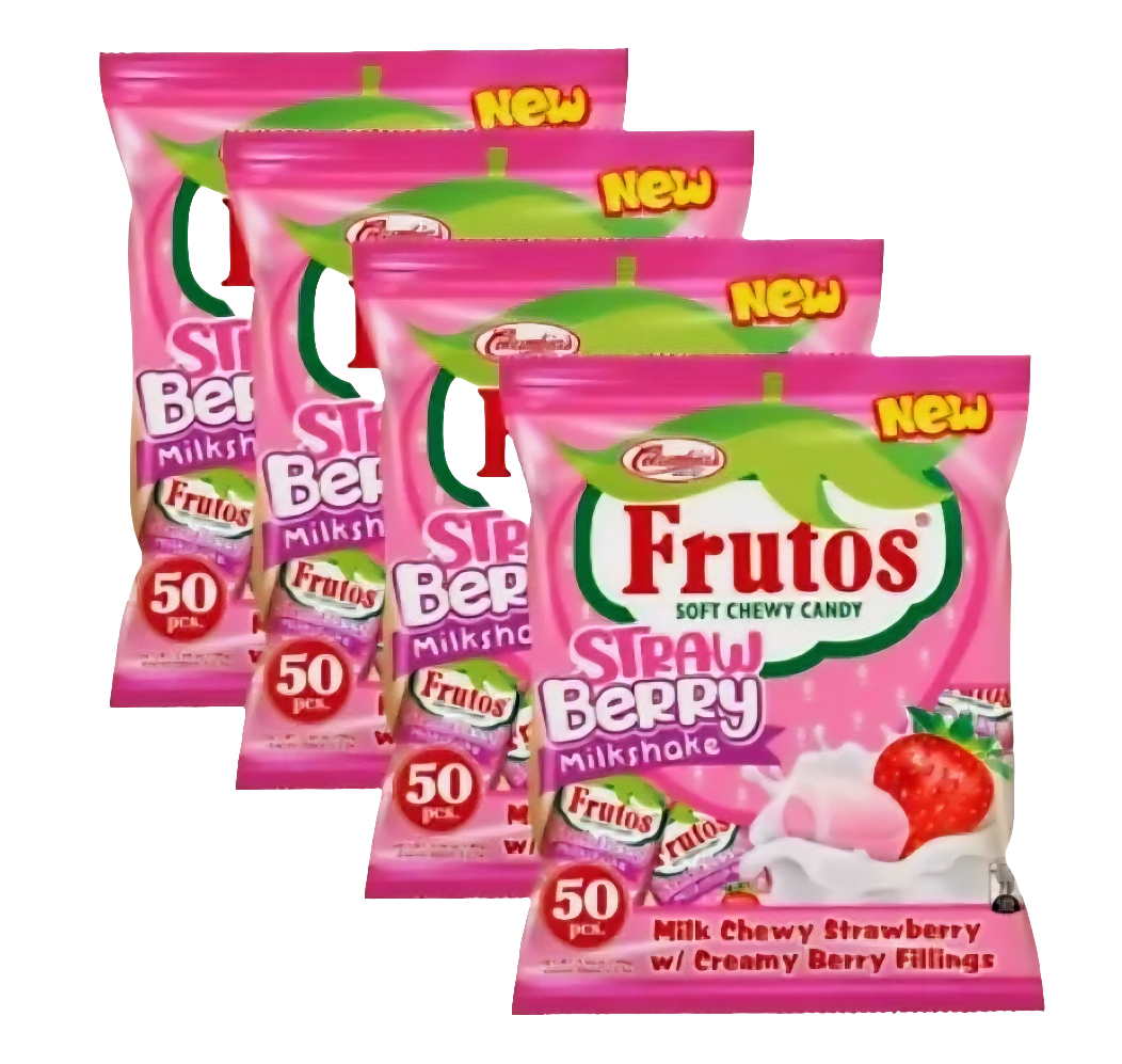 Frutos STRAWBERRY MILKSHAKE with Creamy Berry Fillings Soft Chewy Candy 50pcs Pack