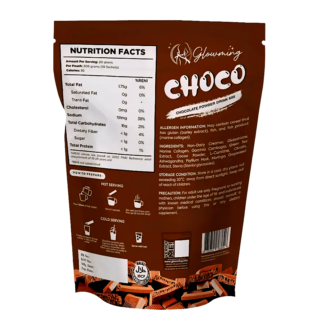 Glowming CHOCO Collagen Glutathione Drink 20g×10sachets