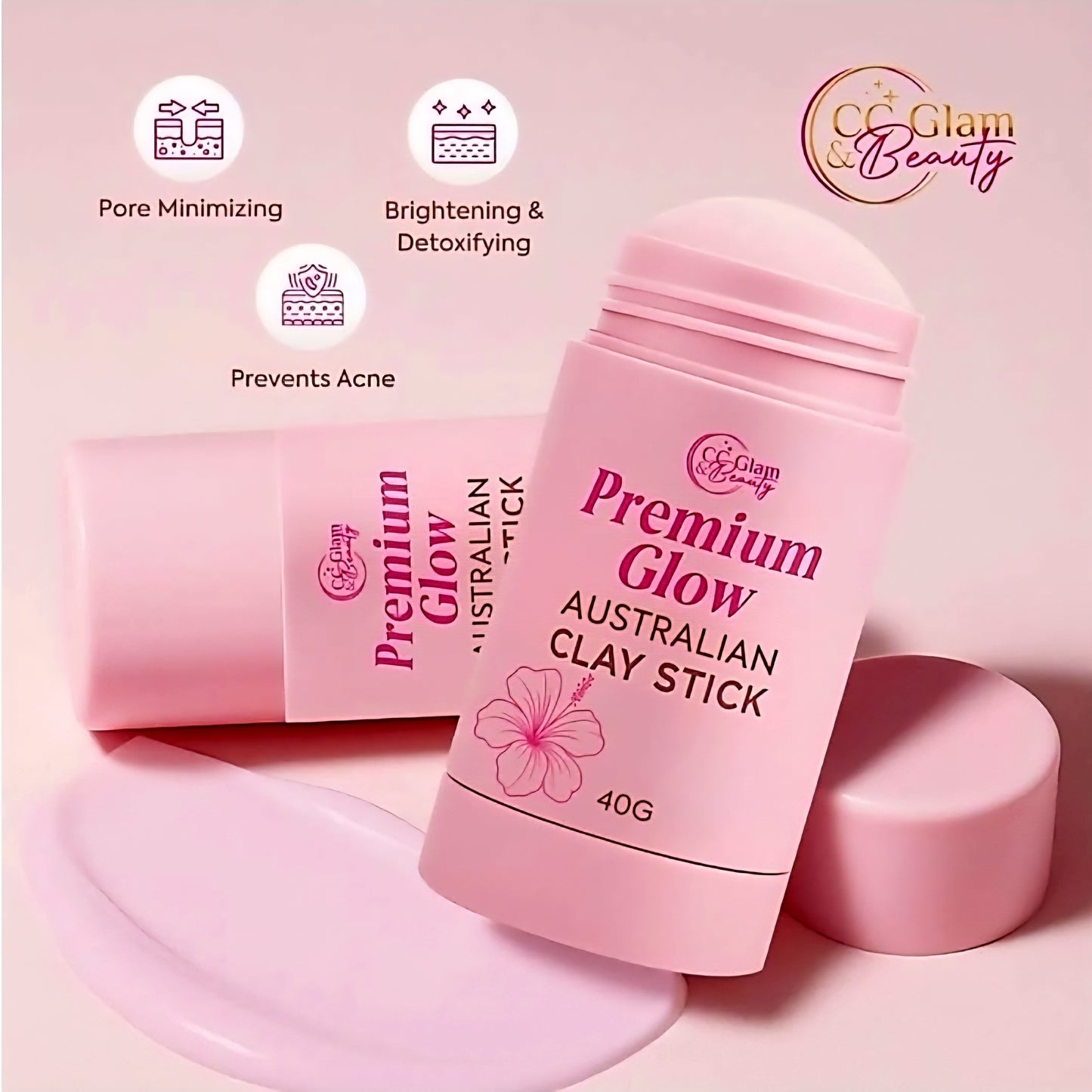 Premium Glow AUSTRALIAN CLAY STICK by CC Glam & Beauty 40g