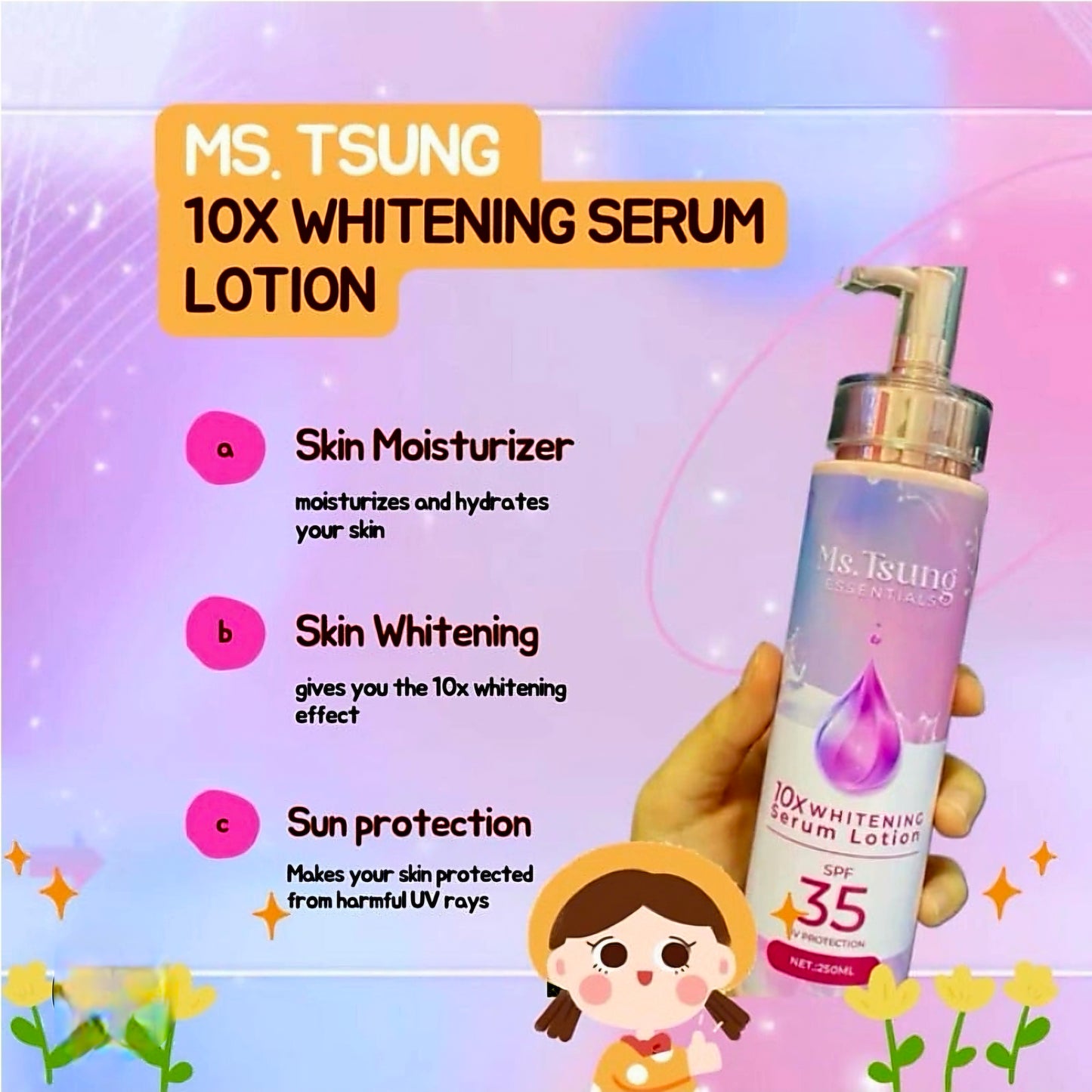 MS.TSUNG ESSENTIALS 10X Whitening Serum Lotion SPF30 PA+++ 250ml
