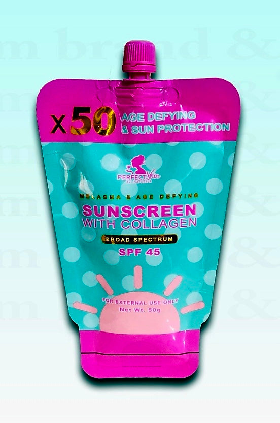 Perfect Skin SUNSCREEN WITH COLLAGEN x50 Age Defying Sun Protection SPF45 50g (Resealable Cap)