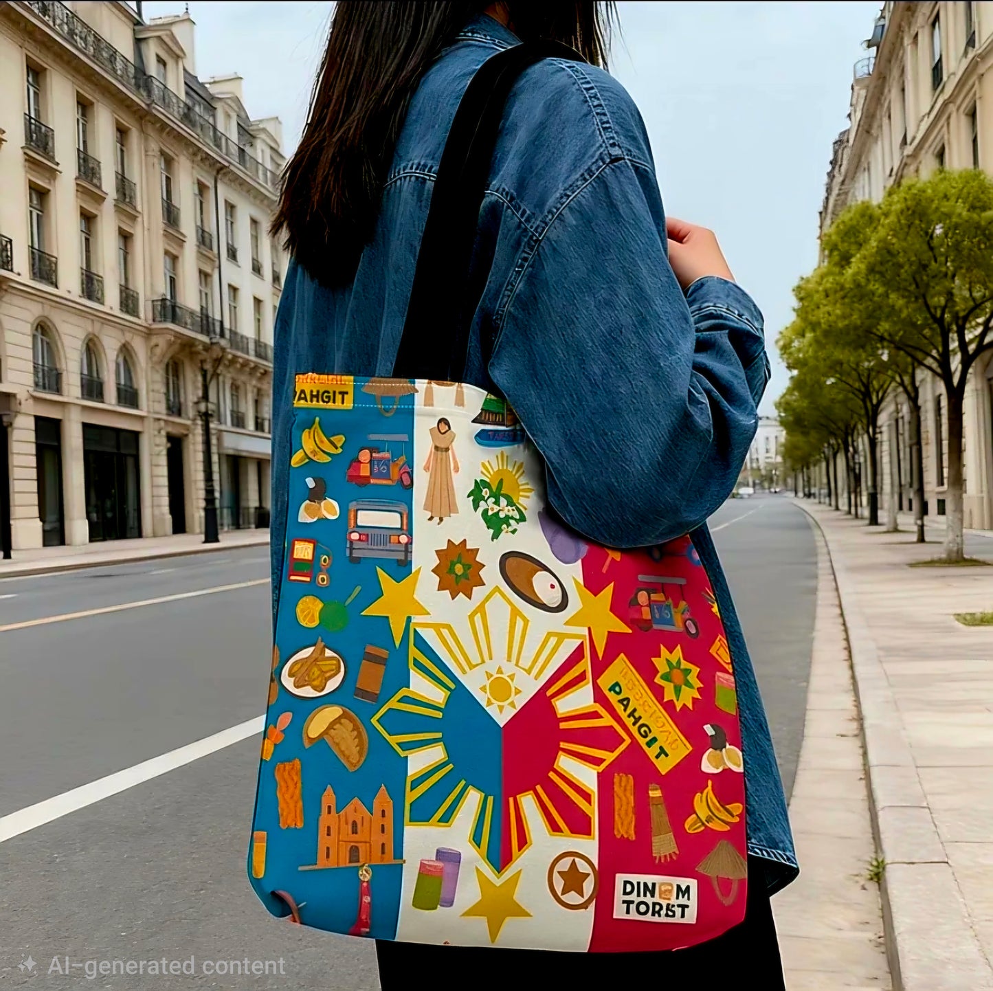 PHILIPPINES Flag Canvas Tote Bag CULTURAL SYMBOLS