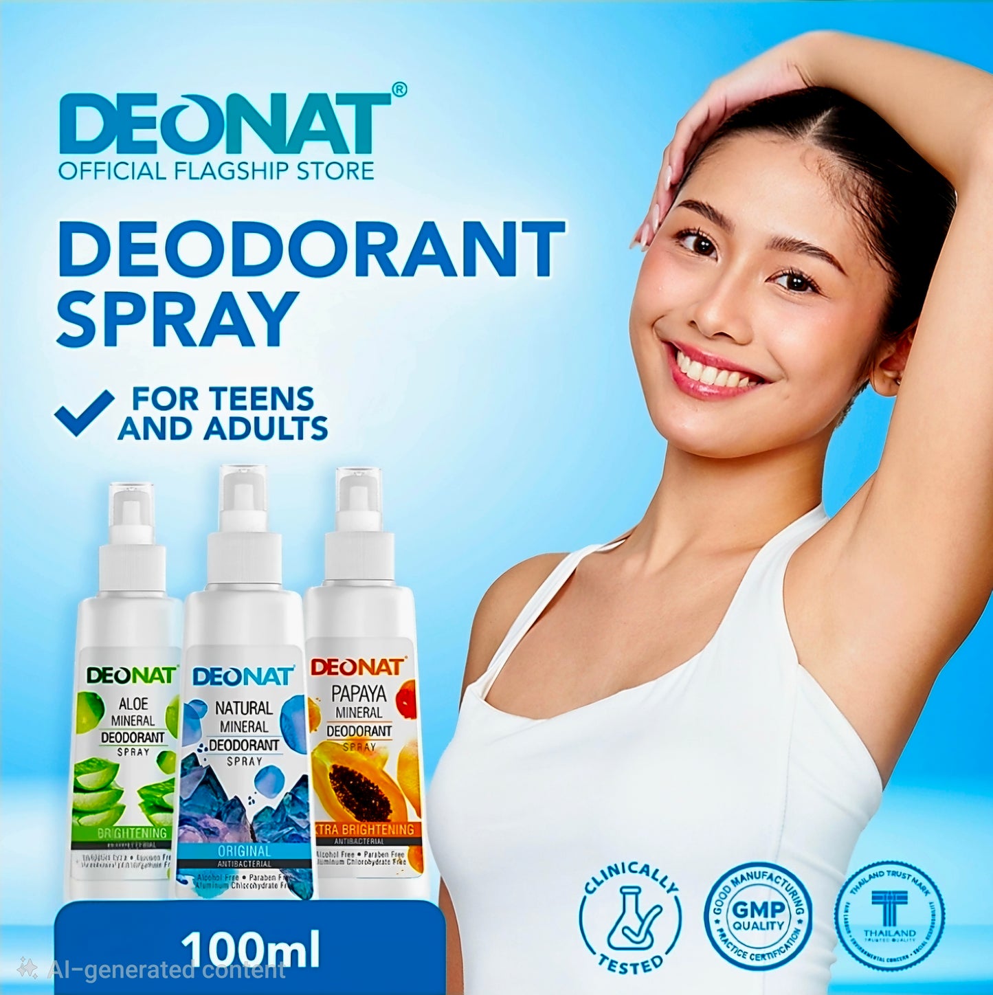 DEONAT Papaya Mineral Deodorant Spray Spray 100ml AUTHENTIC THAILAND