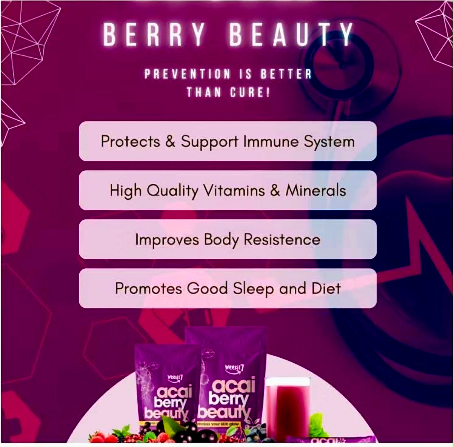 Weekit7 ACAI BERRY BEAUTY Powder Drink 5g x 7-sachets