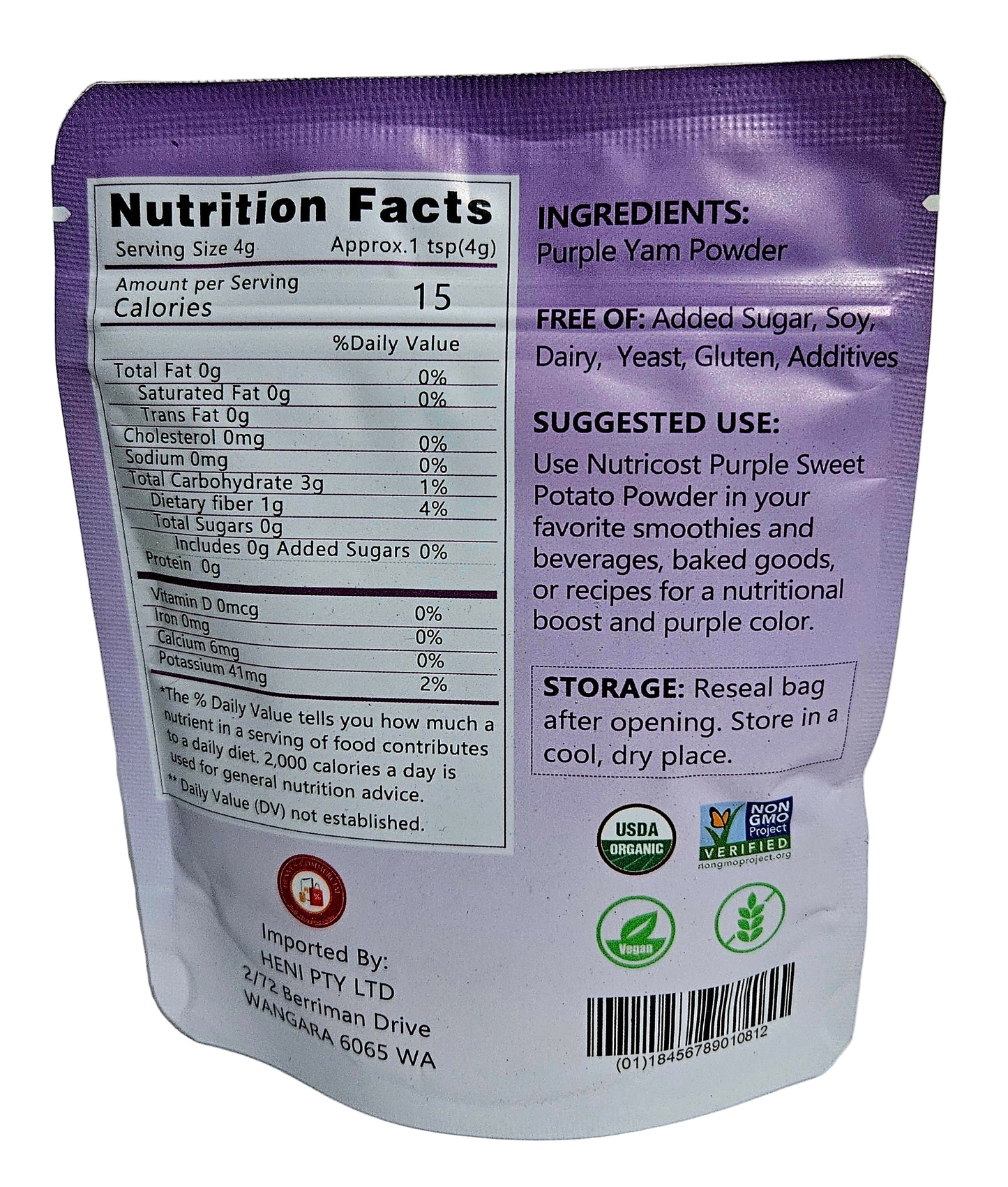 Nutricost PURE UBE POWDER (Finely Ground for LATTE'S, SMOOTHIES & MILK TEA) NO ADDITIVES & SUGAR-FREE! 100g