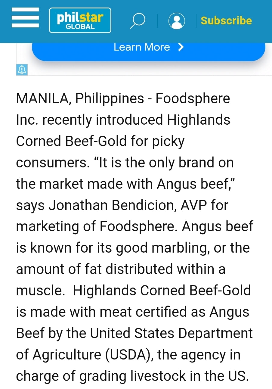 Highlands ANGUS BEEF Corned Beef 320g FLAT TIN