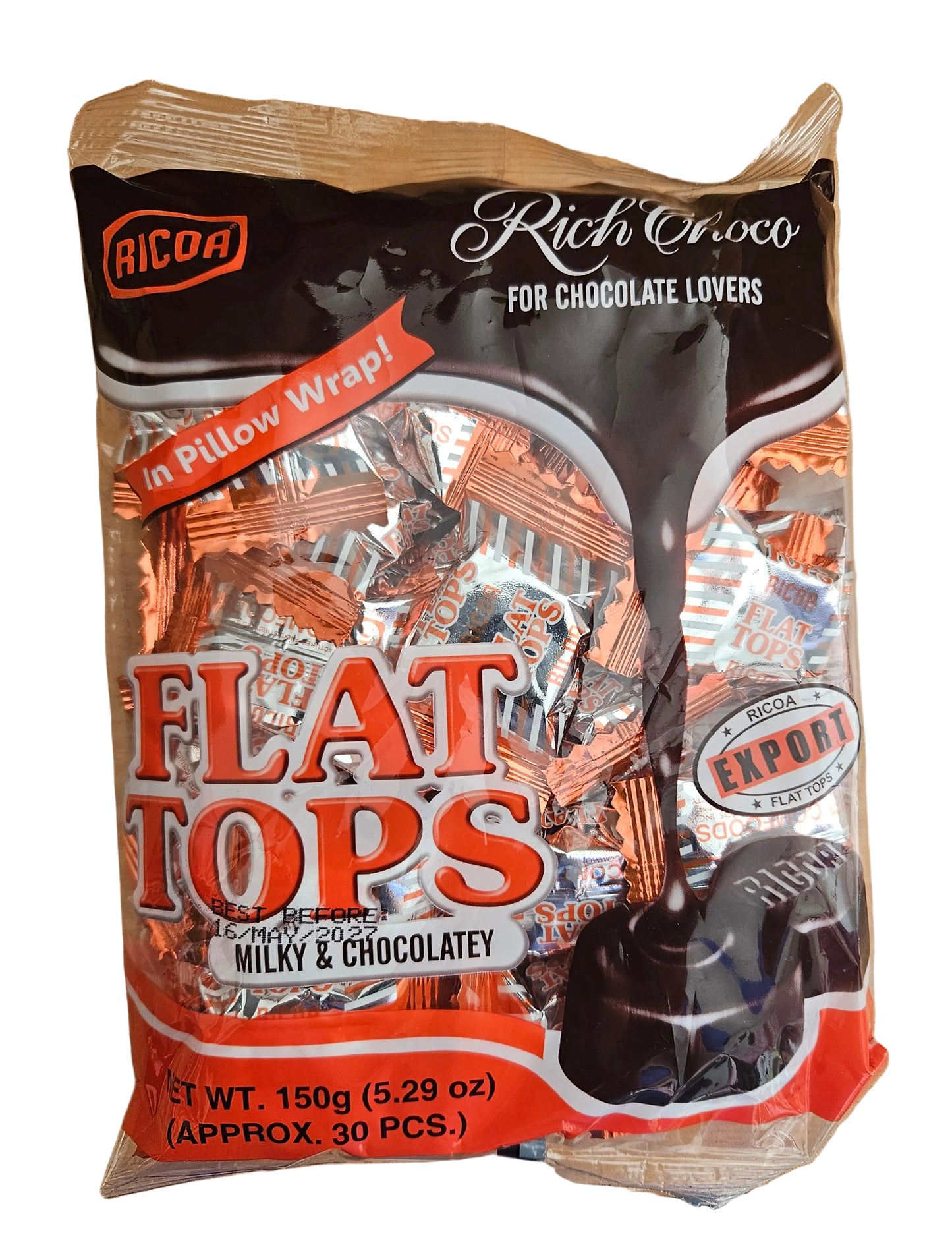 RICOA FLAT TOPS CHOCOLATE 150G (16/05/27)