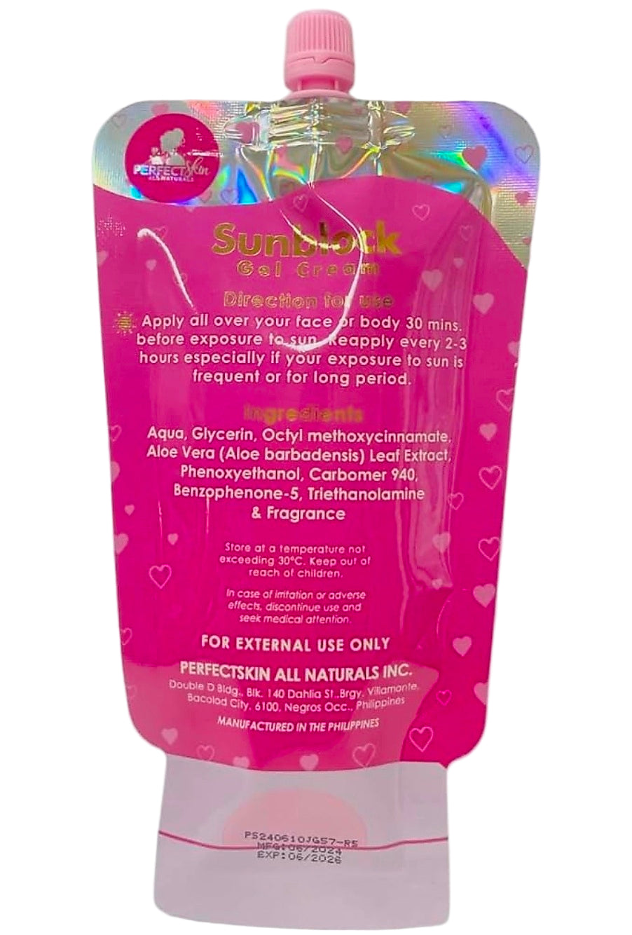 Perfect Skin SUNBLOCK GEL CREAM x50 Whitening & Sun Protection SPF45 50g (Resealable Cap)