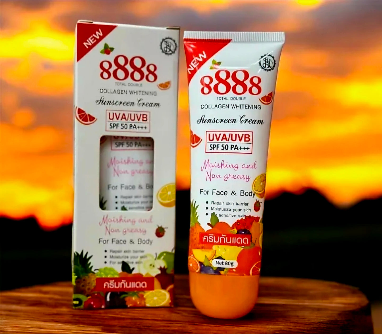8888 Total Double Collagen Whitening SUNSCREEN CREAM UVA/UVB SPF50 PA+++ 80ml