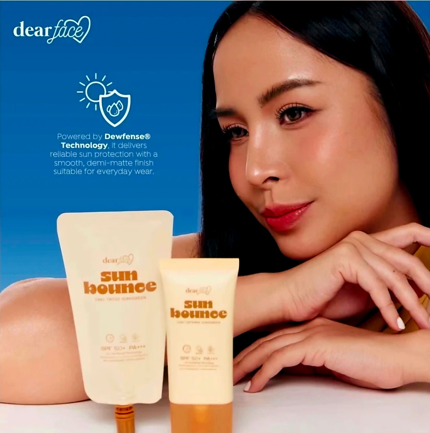 DearFace SUN BOUNCE Daily Tinted Suncreen 30ml×2 TWINPOUCH SPF50 PA+++ UVA/UVB Protection