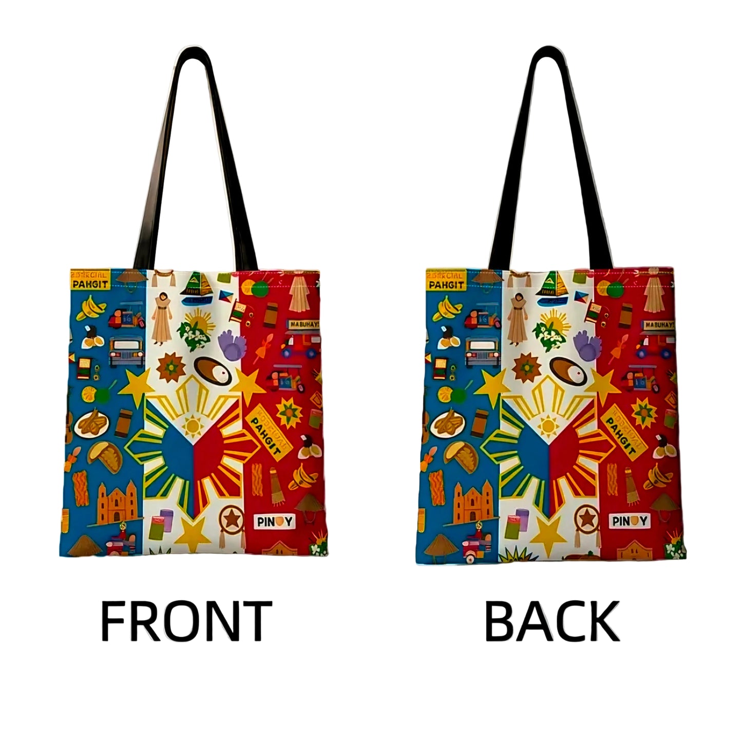 PHILIPPINES Flag Canvas Tote Bag CULTURAL SYMBOLS