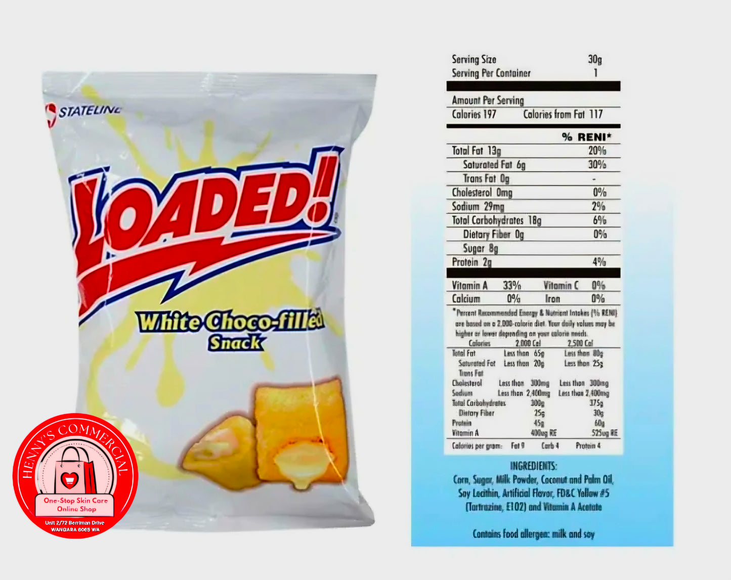LOADED WHITE CHOCO-FILLED SNACK 50G