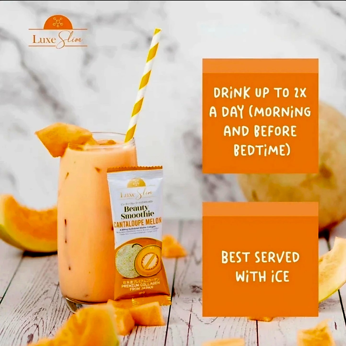 Luxe Slim Beauty Smoothie CANTALOUPE MELON 21g x 8-sachets Herbal Drink Mix