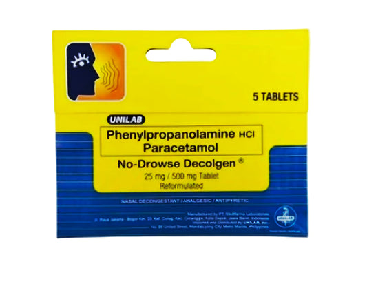 DECOLGEN No-Drowse 500mg 5-Tablets (TRAVEL PACK)