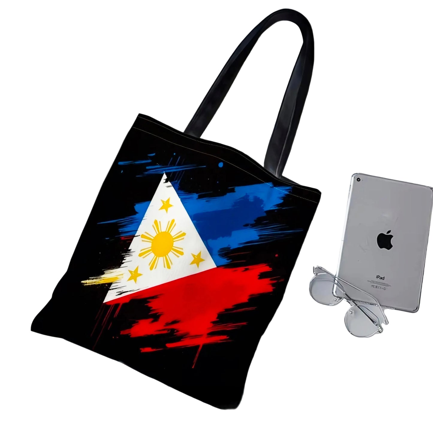 PHILIPPINES FLAG Canvas Tote Bag BLACK ABSTRACT