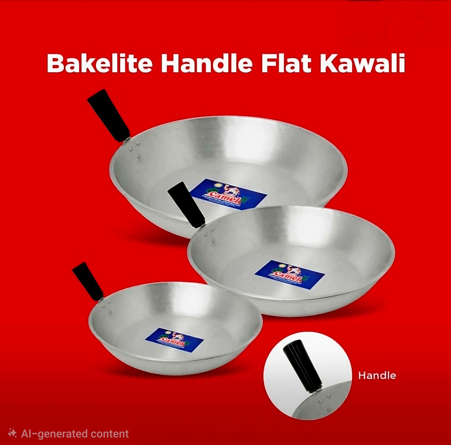 CAMEL BRAND Singe-handle FLAT KAWALI with Cover NO.5 (Small)