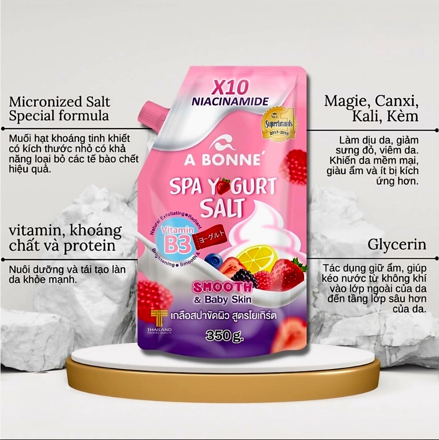 A BONNE' Spa Yogurt Salt x10 Niacinamide Bath Scrub 350g