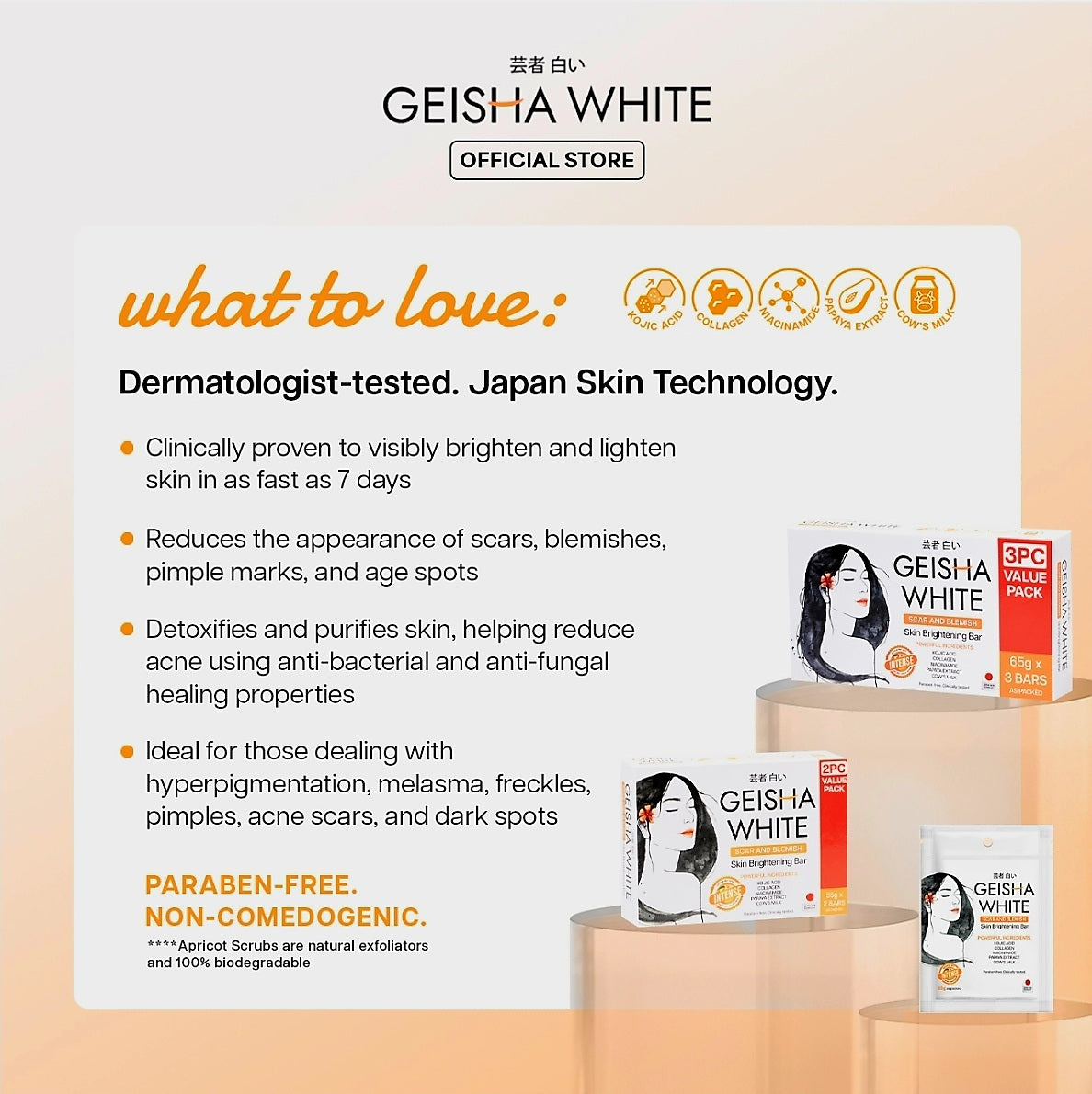 GEISHA WHITE CLASSIC Scar & Blemish Skin Brightening Bar TWINPACK 65g×2bars