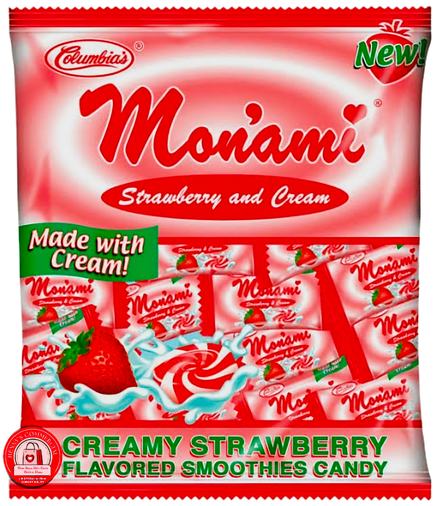 COLUMBIA MONAMI STRAWBERRY & CREAM CANDY 50-PCS