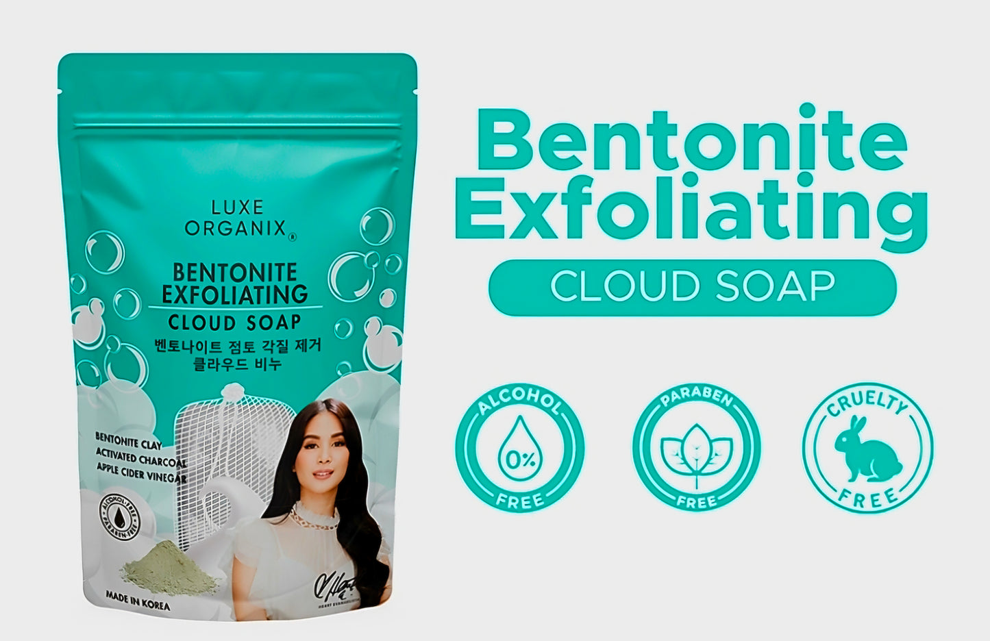 Luxe Organix NIACINAMIDE + BENTONITE Cloud Soap (Foaming Net) 180g SINGLE PACK