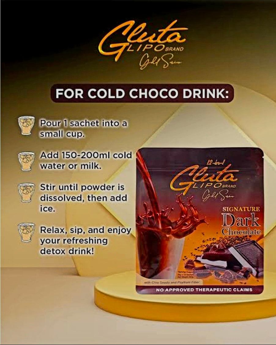 Gluta Lipo Gold Series 12-in-1 Signature DARK CHOCOLATE 10sachets