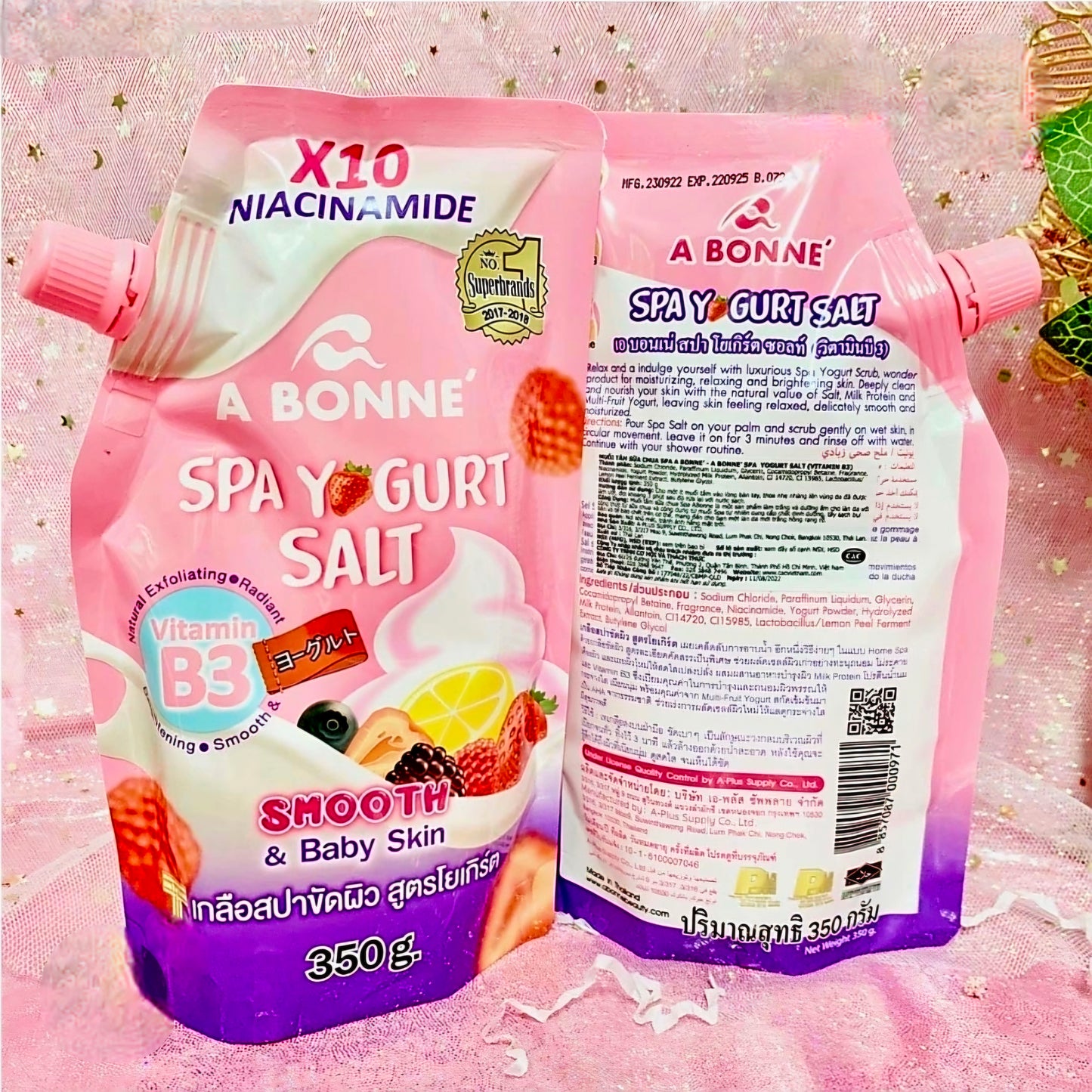 A BONNE' Spa Yogurt Salt x10 Niacinamide Bath Scrub 350g