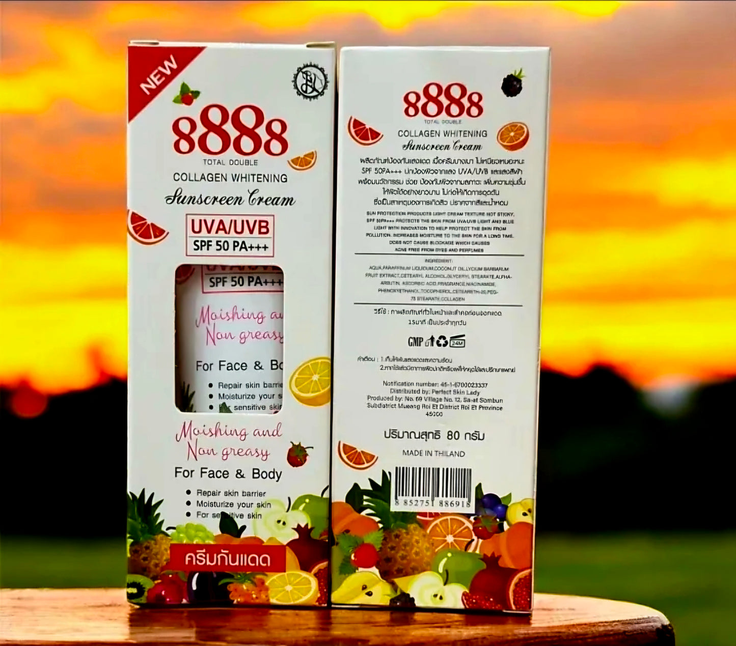 8888 Total Double Collagen Whitening SUNSCREEN CREAM UVA/UVB SPF50 PA+++ 80ml