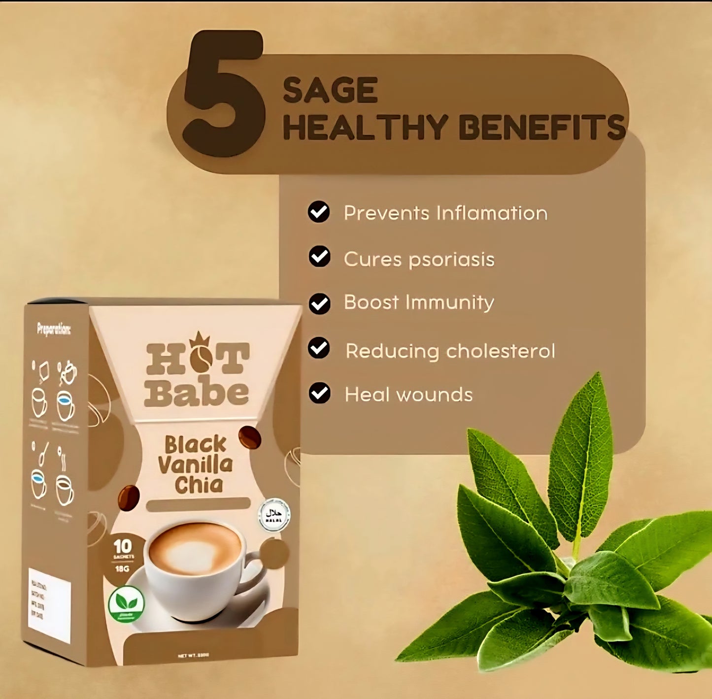 Hot Babe BLACK VANILLA CHIA 18g×10sachets