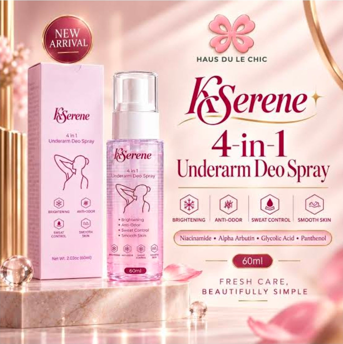 KSERENE 4-IN-1 UNDERARM DEO SPRAY 60ML