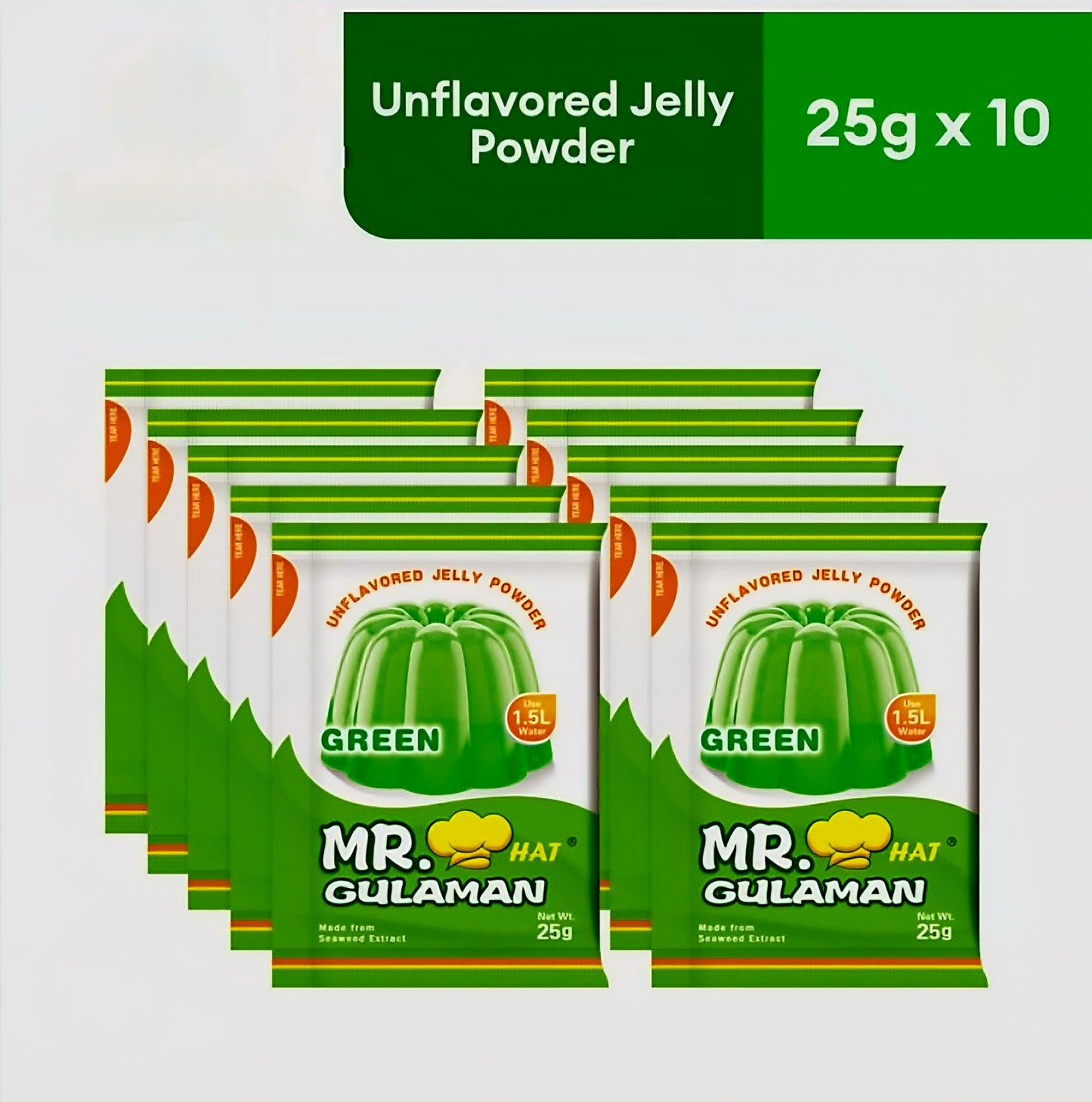 Mr. Hat UNFLAVORED GREEN GULAMAN 25g×10sachets (BOX)