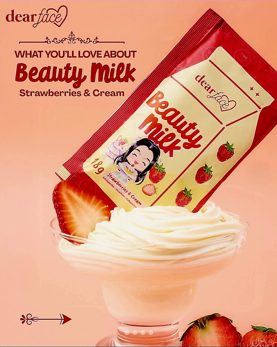 DearFace Beauty Milk STRAWBERRIES & CREAM 18g×10sachets