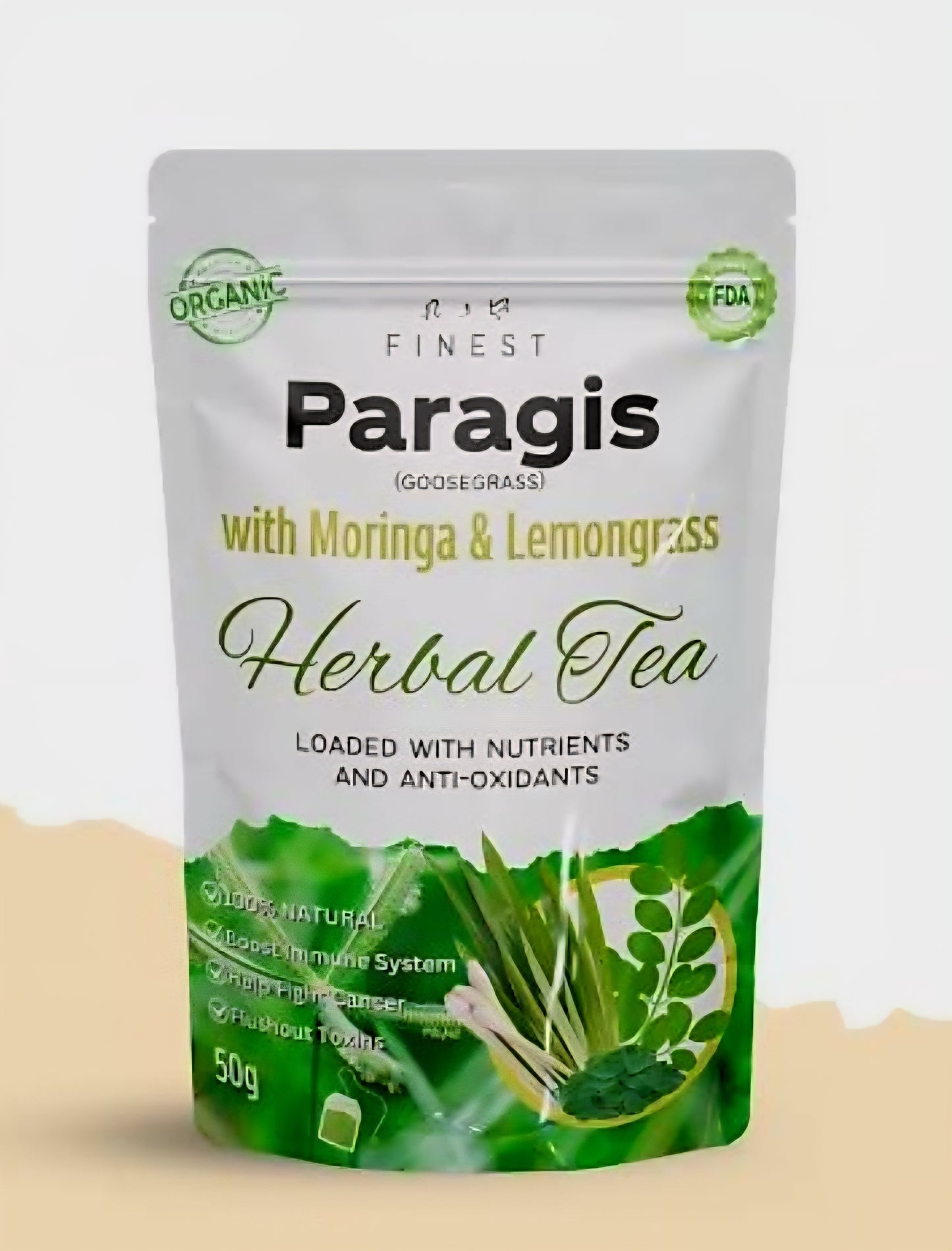 Finest PARAGIS (Goosegrass) 3in1 Herbal Tea with Moringa & Lemongrass 50g (Teabags)