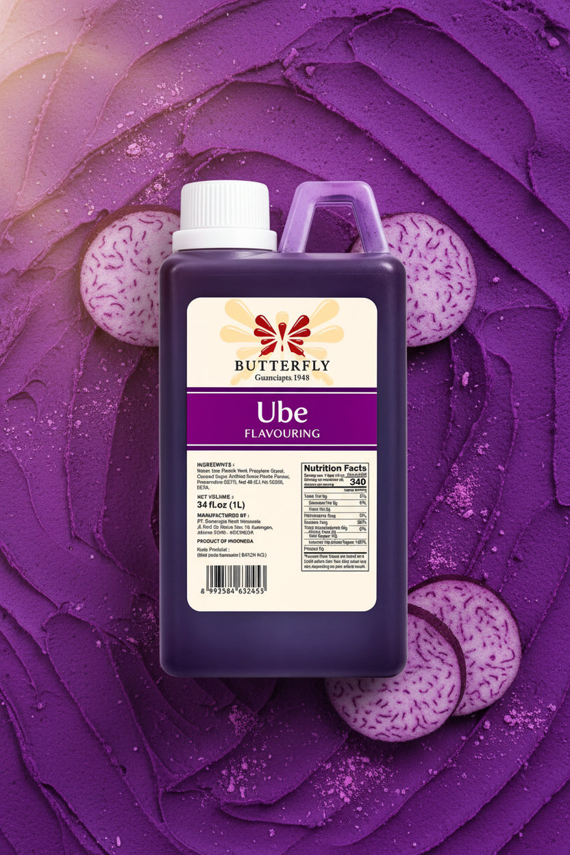 BUTTERFLY UBE FLAVOURING CONCENTRATE 1-LITRE COMMERCIAL USE (07/06/29)