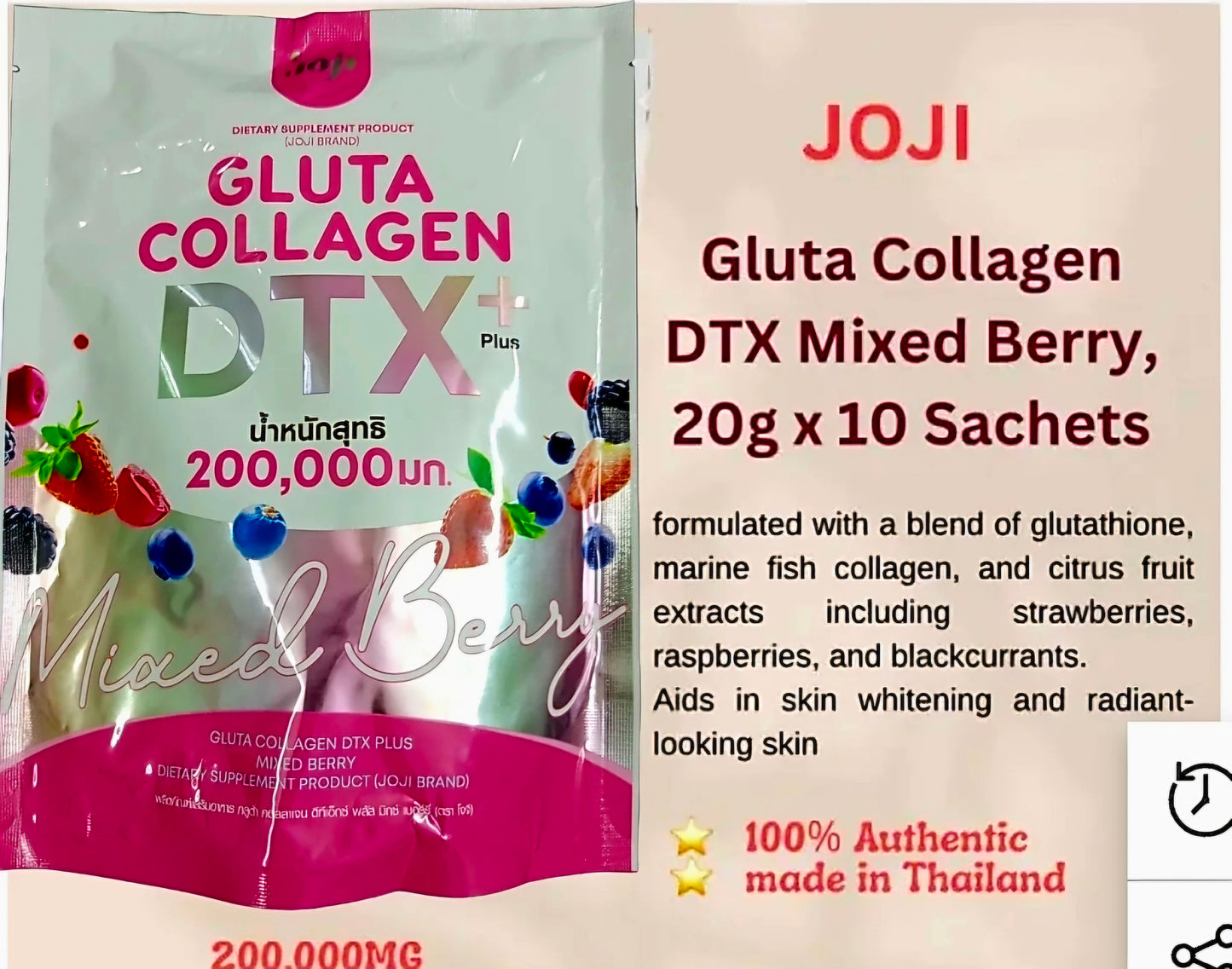 Joji Gluta Collagen DTX PLUS Mixed Berry 200,000mg 10-sachets AUTHENTIC THAILAND