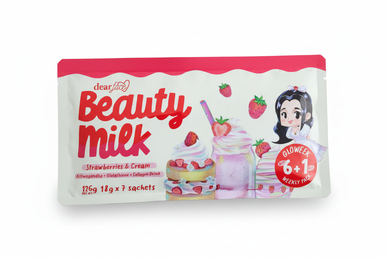 DearFace Beauty Milk STRAWBERRIES & CREAM Gloweek Weekly Pack